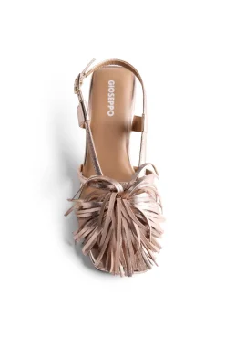 Sandalias tacón piel y flecos lukac
