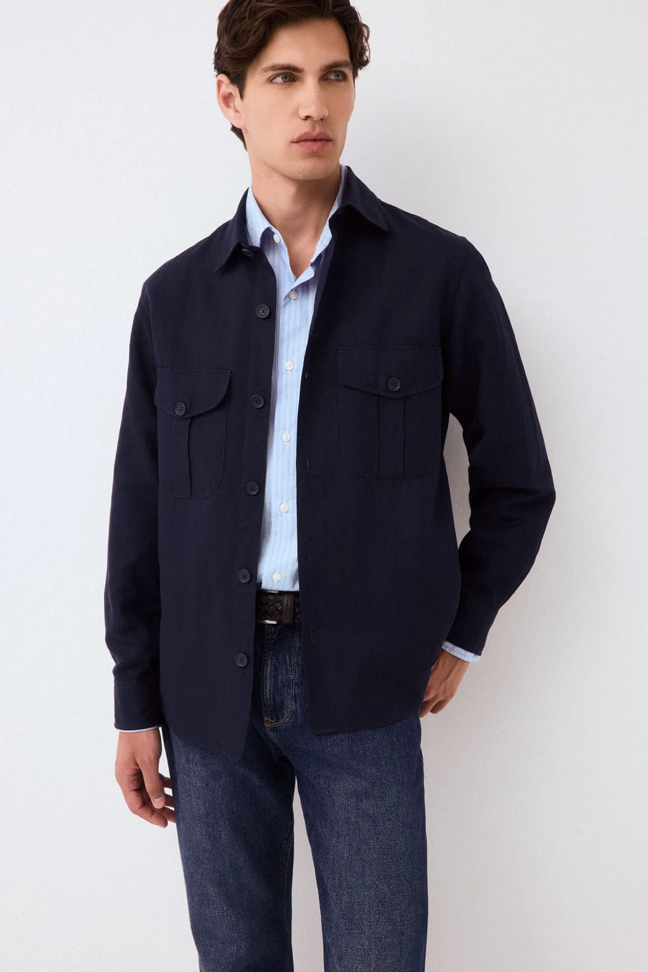 Sobrecamisa lisa tencel lino