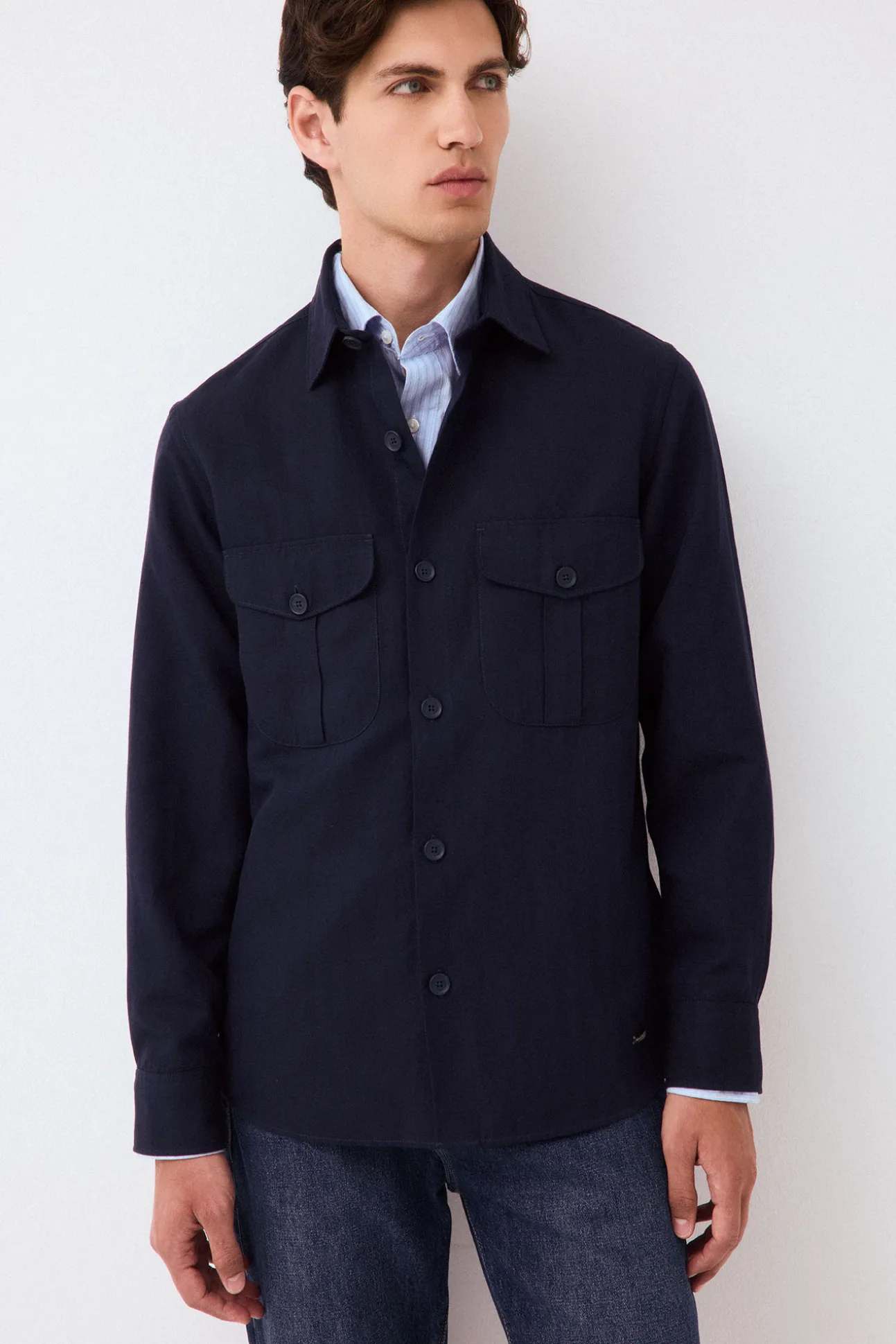 Sobrecamisa lisa tencel lino