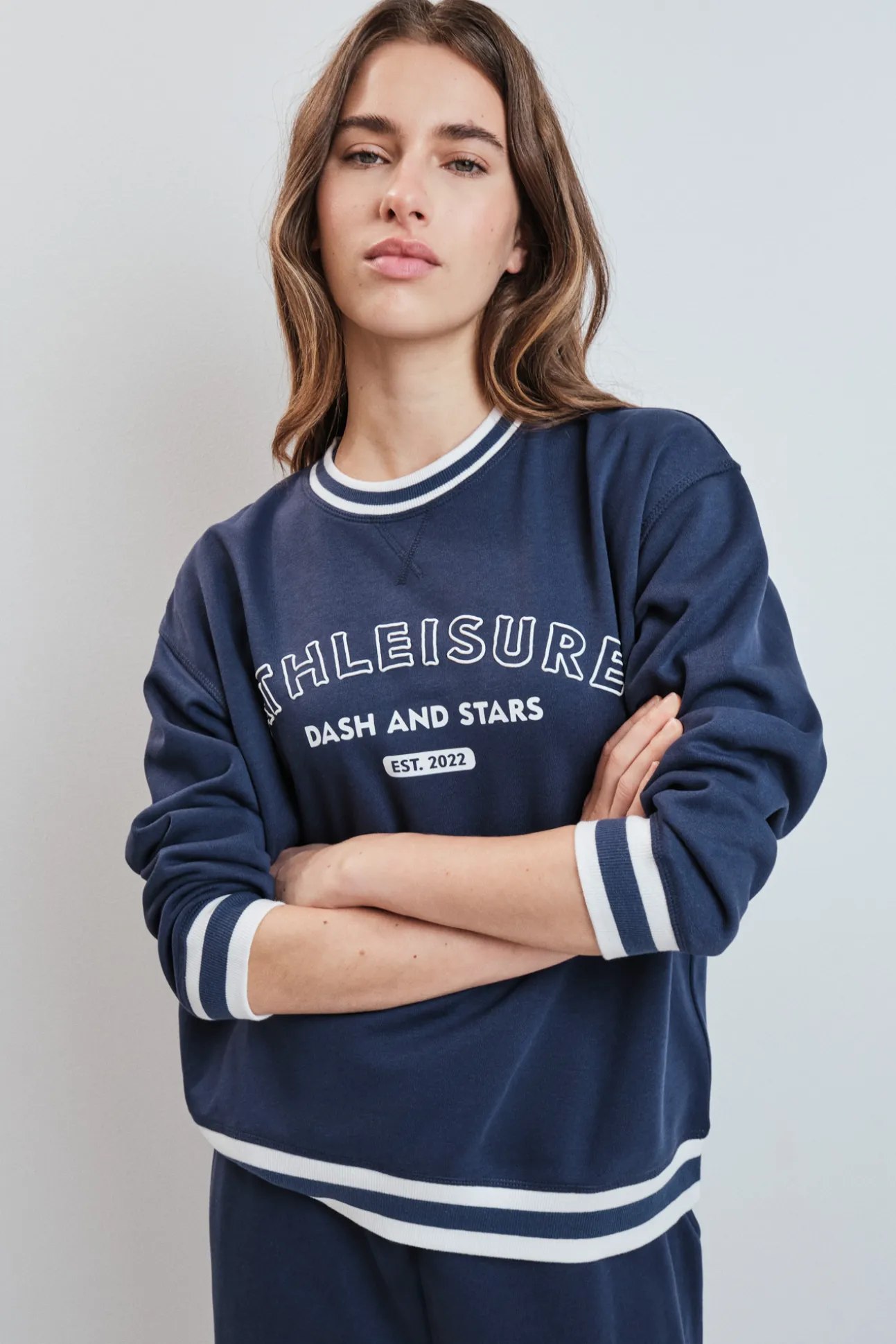Sudadera college felpa azul