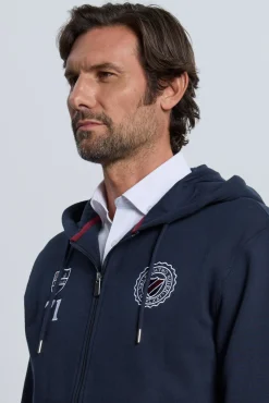 Sudadera cremallera escudos azul marino