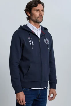 Sudadera cremallera escudos azul marino