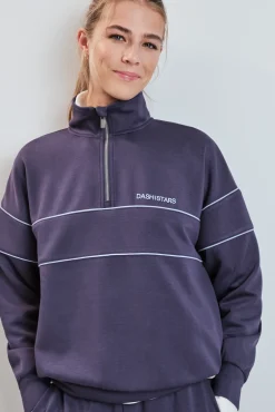 Sudadera cuello alto cremallera azul