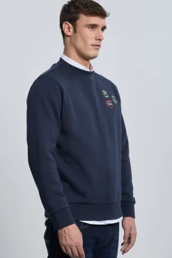 Sudadera 3 escudos azul marino