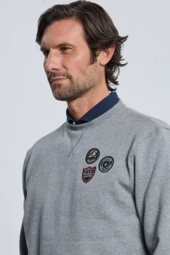 Sudadera 3 escudos gris