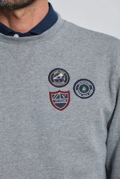 Sudadera 3 escudos gris