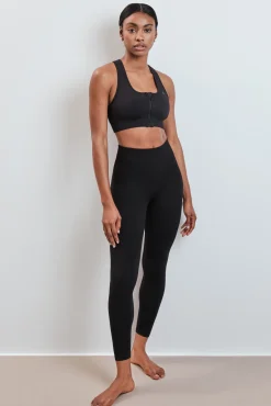Sujetador deportivo negro cremallera central SEAMLESS FIT