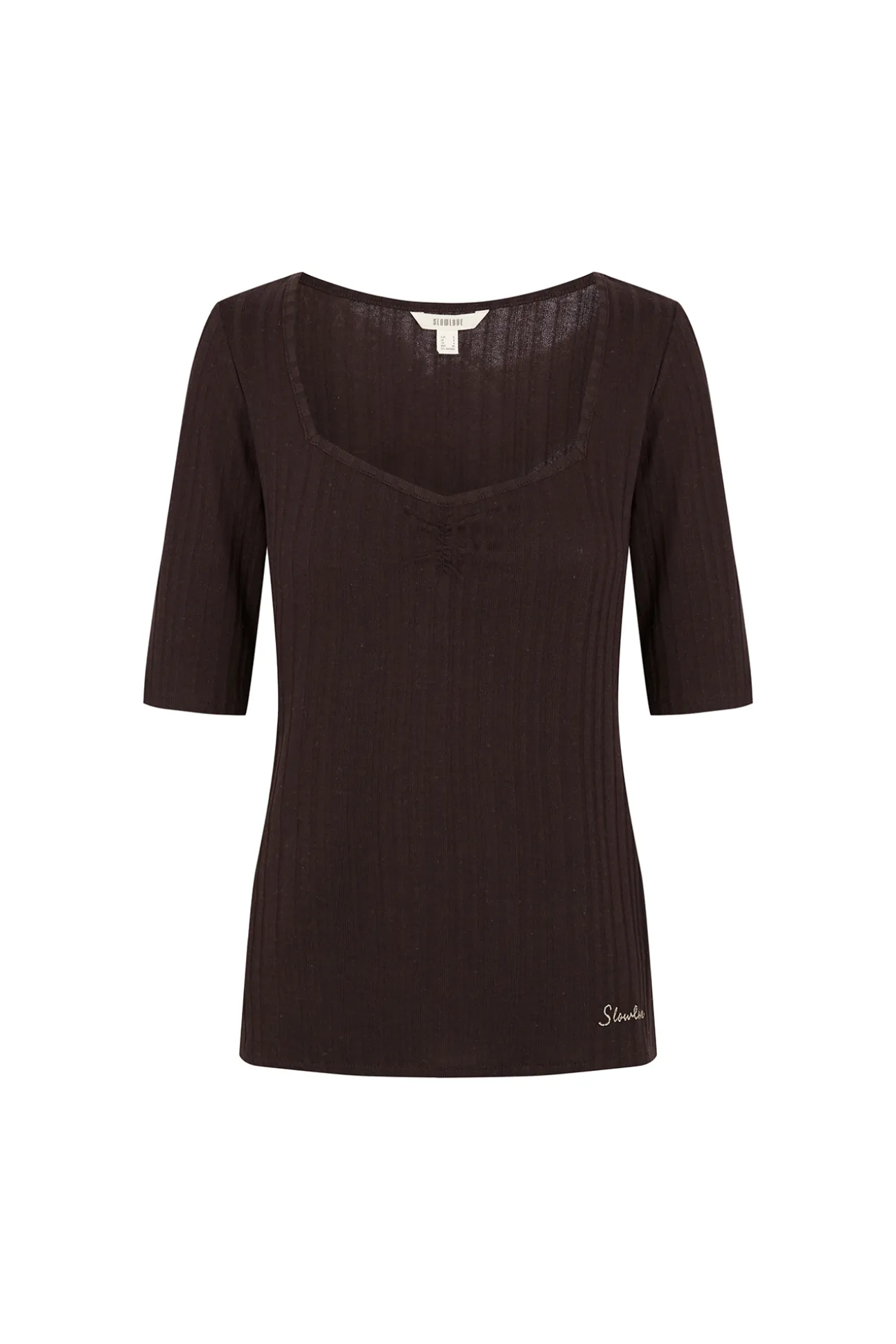 Top frunce escote pico