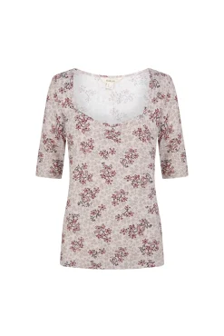 Top frunce escote pico