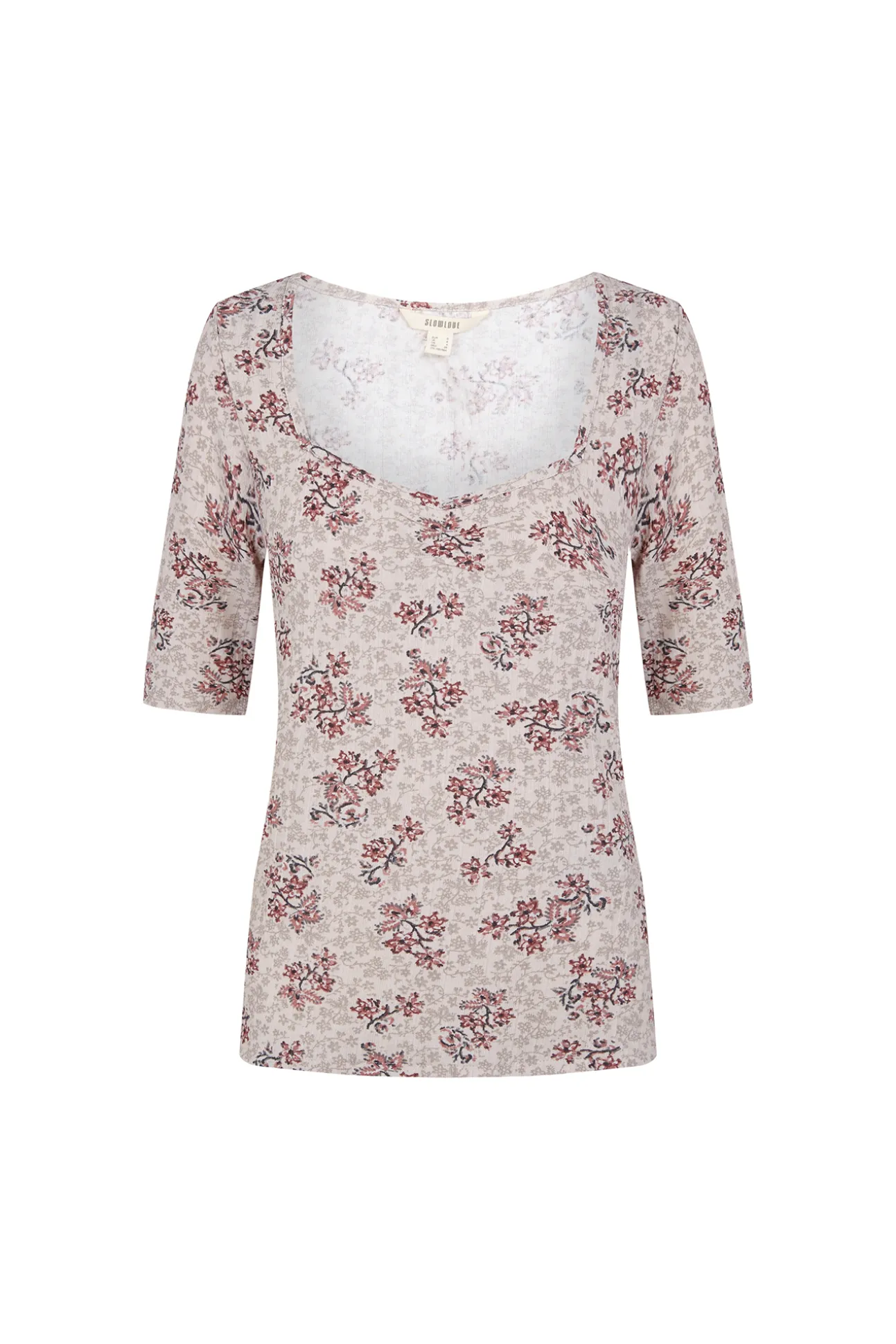 Top frunce escote pico