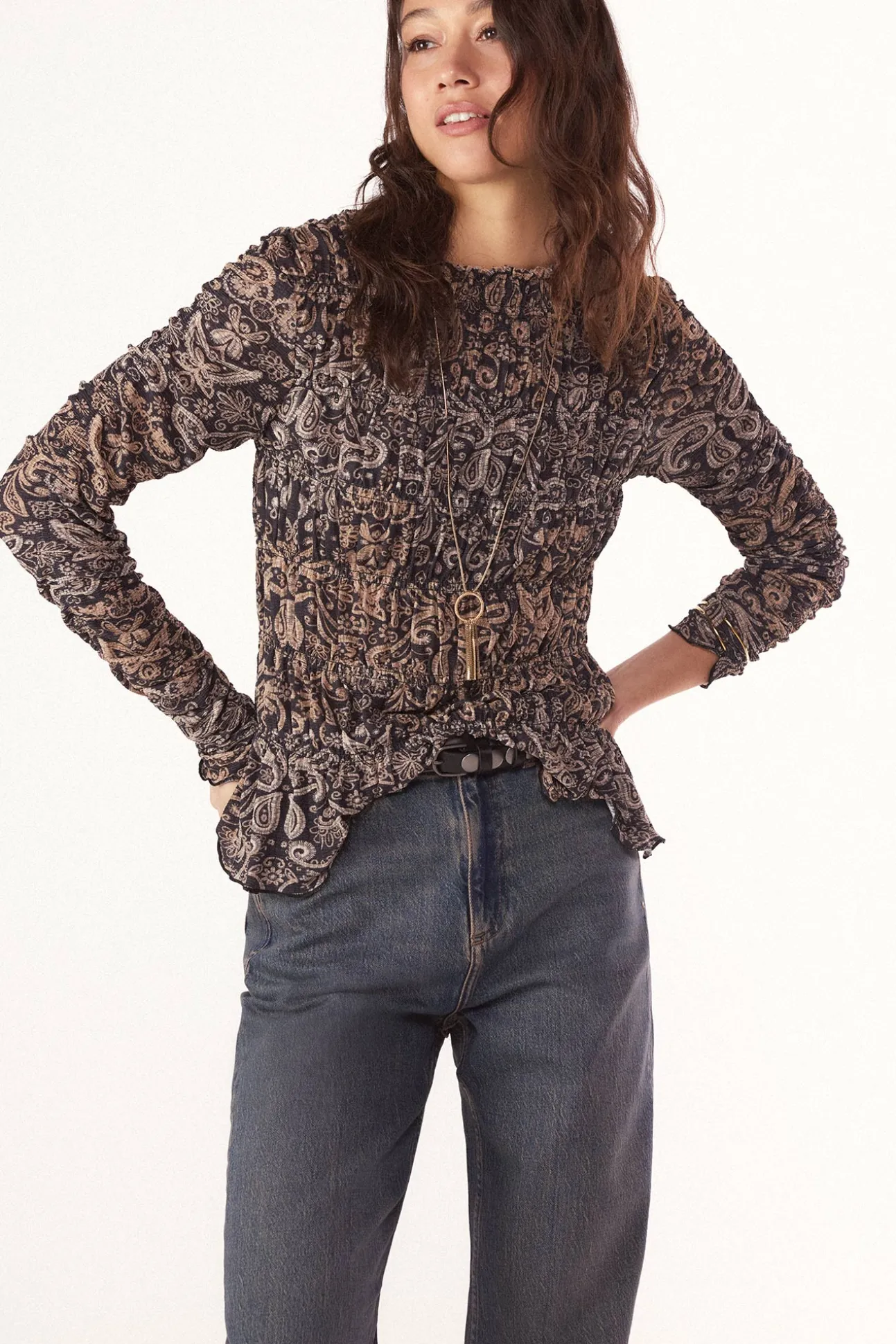 Top frunces estampado