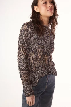 Top frunces estampado