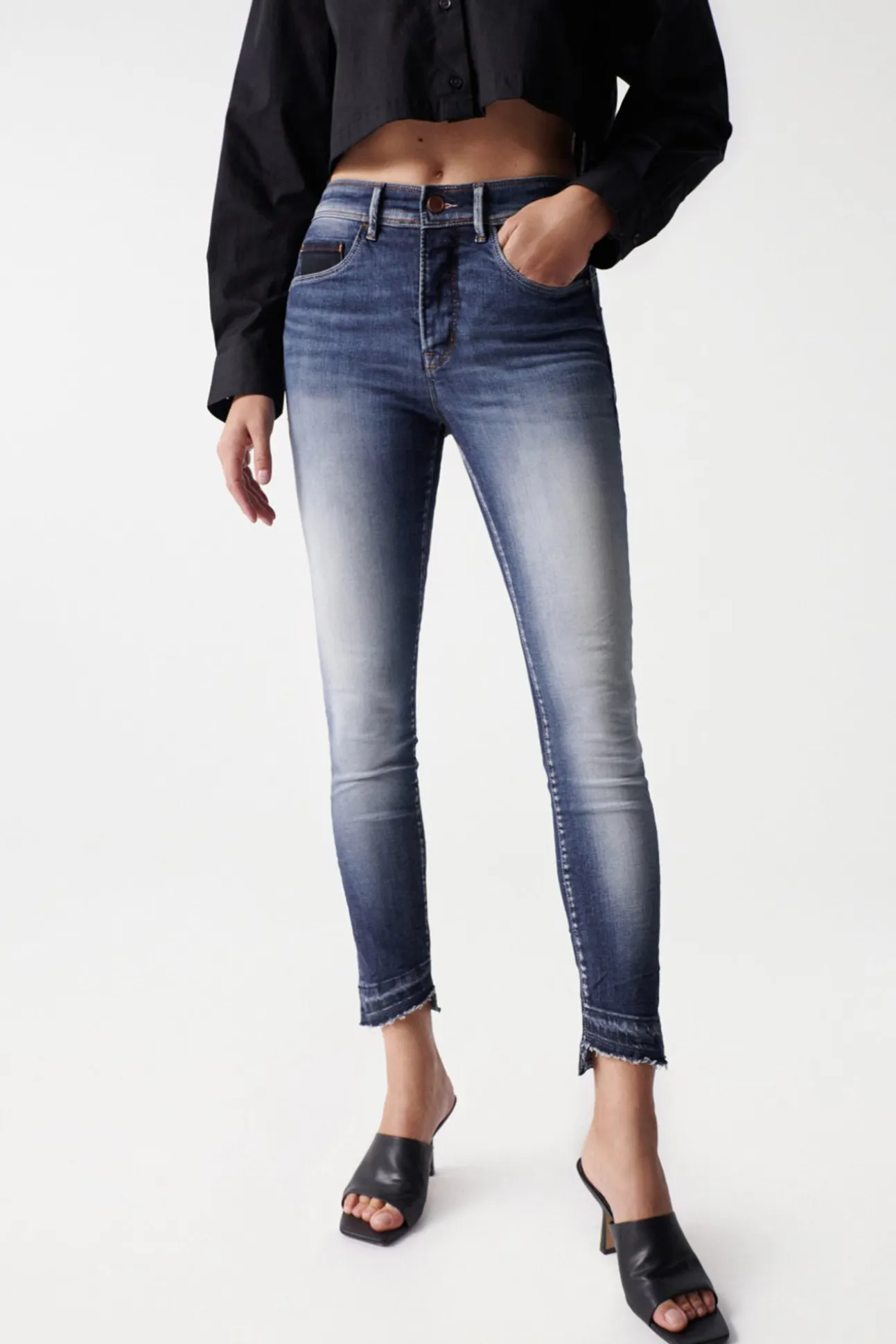 Vaqueros faith push in cropped lavado premium