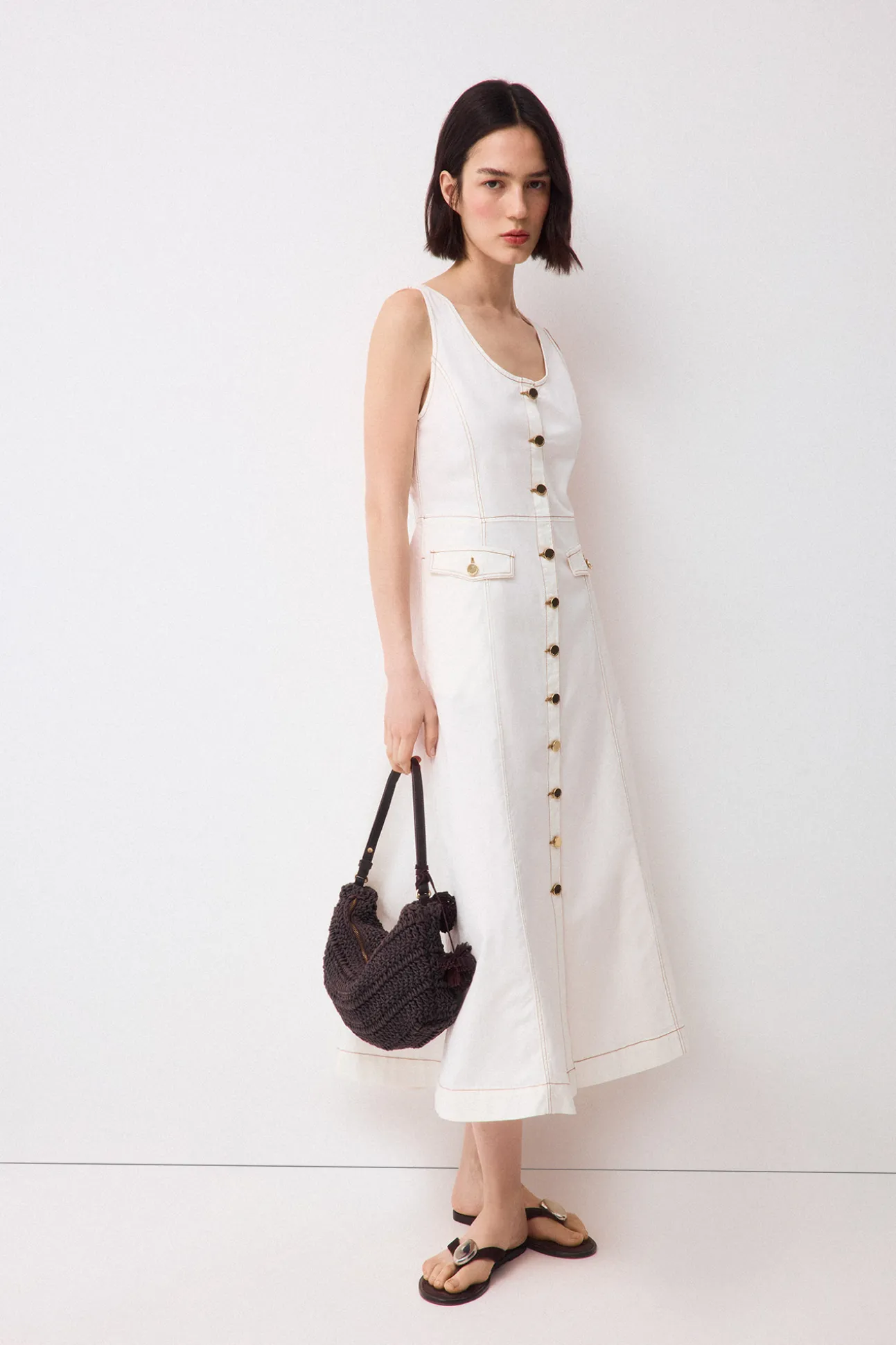 Vestido algodón botones