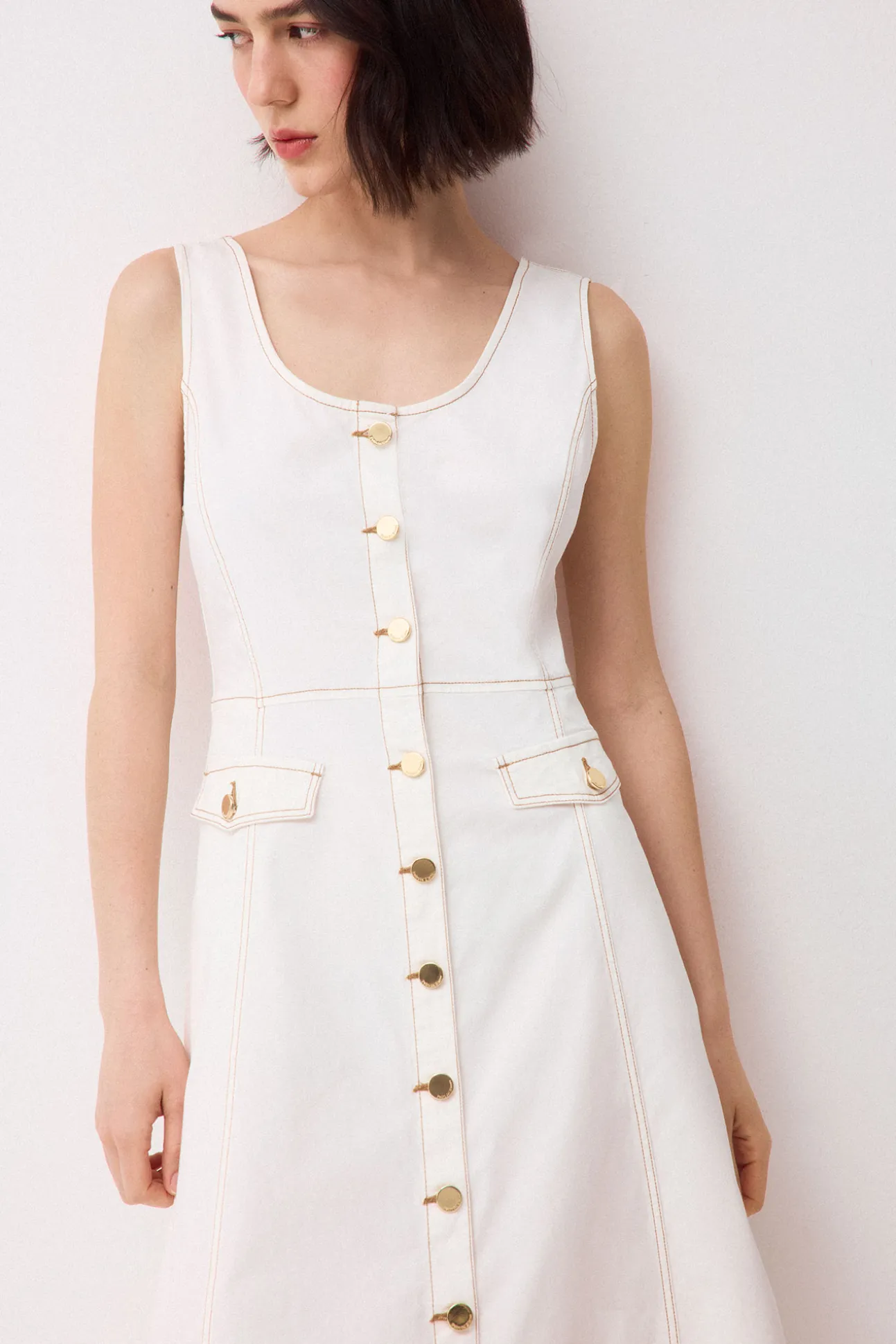 Vestido algodón botones
