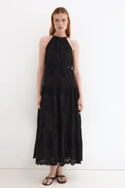 Vestido algodón flores escote halter