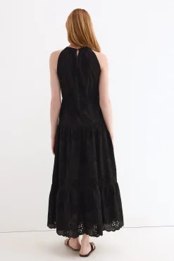 Vestido algodón flores escote halter