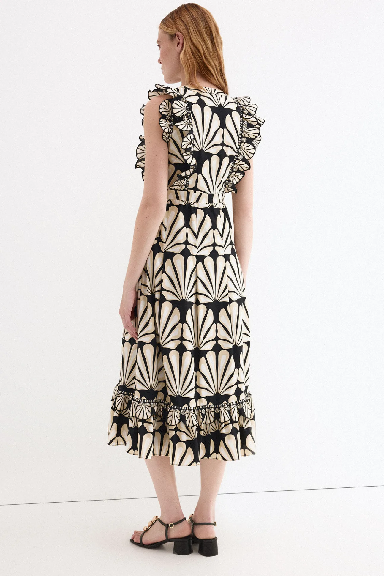 Vestido algodón volantes