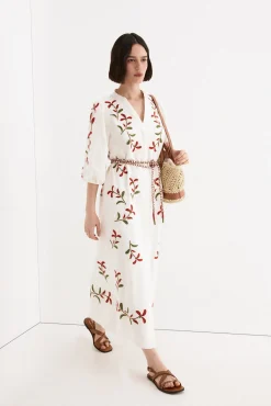 Vestido camisero bordado