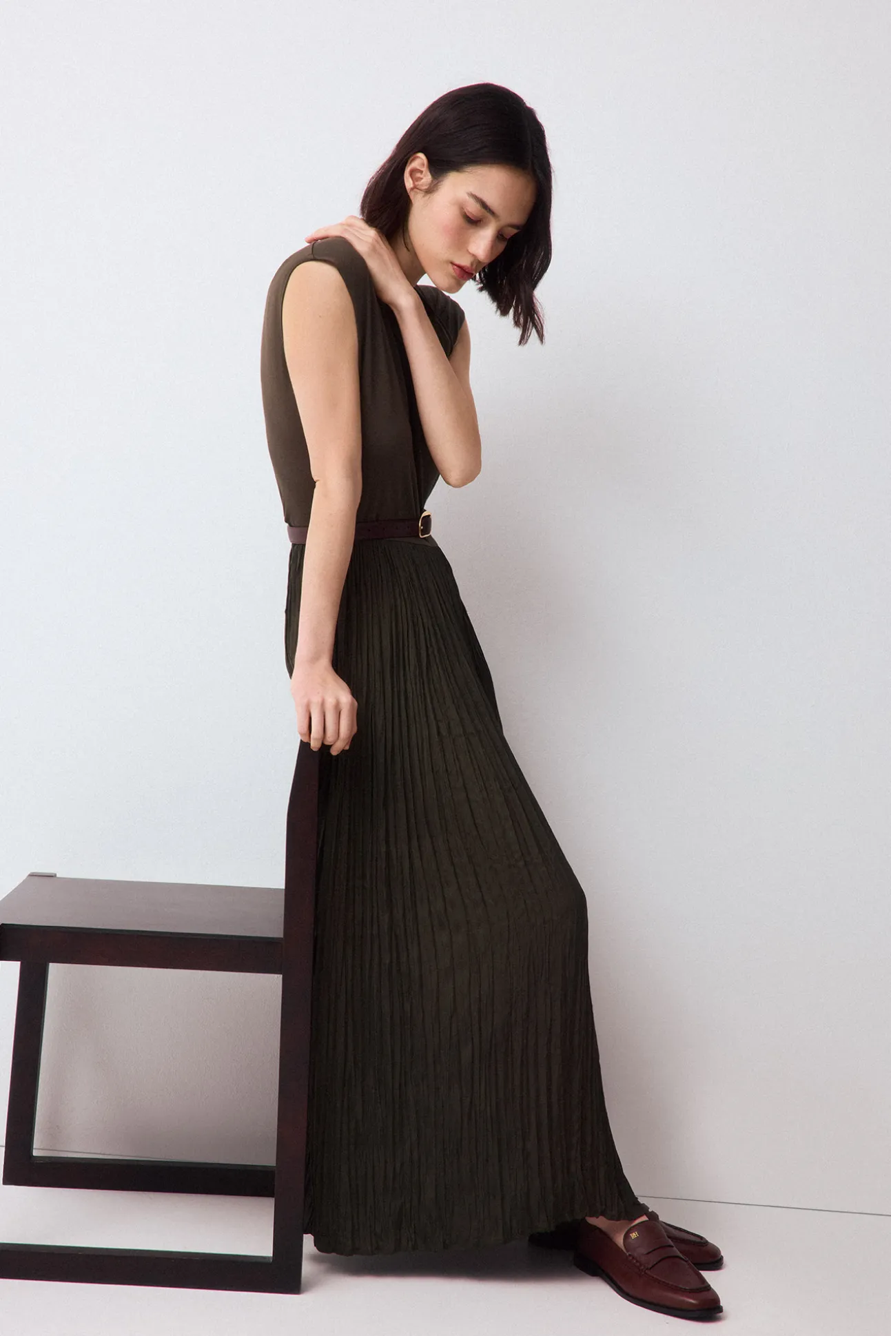 Vestido combinado detalle nudo