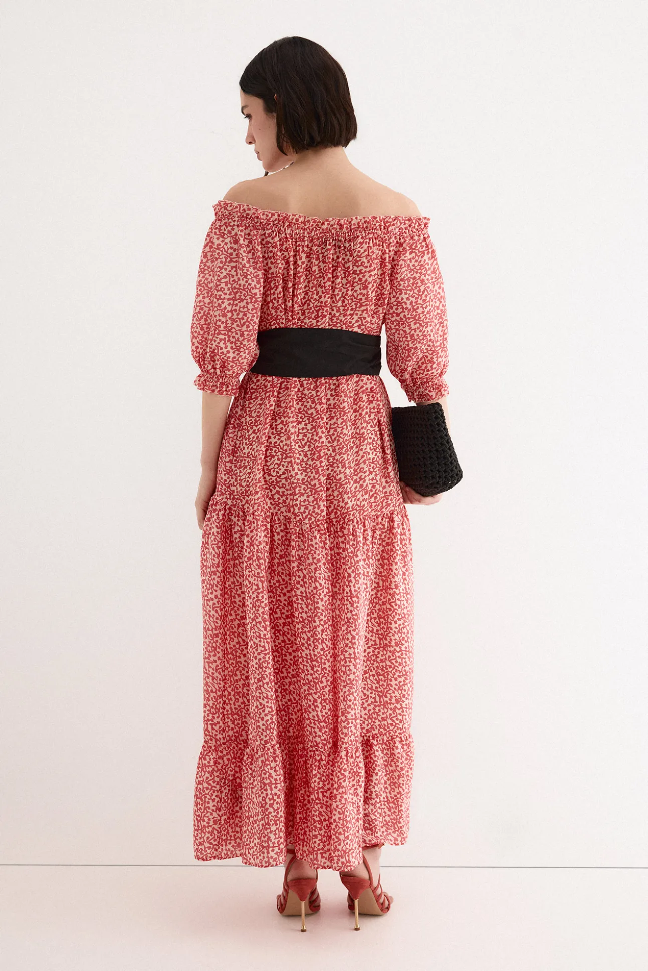 Vestido con lazada contraste