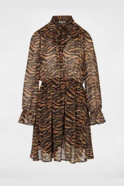 Vestido de gasa cuello lazado