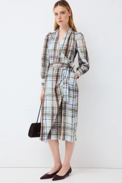 Vestido efecto cruzado manga larga