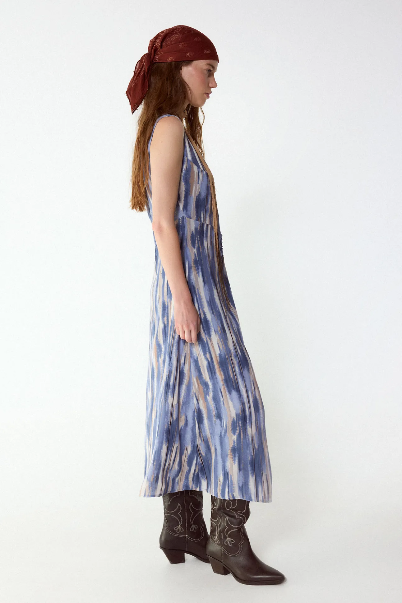 Vestido estampado frunce