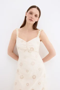 Vestido largo algodón con bordados
