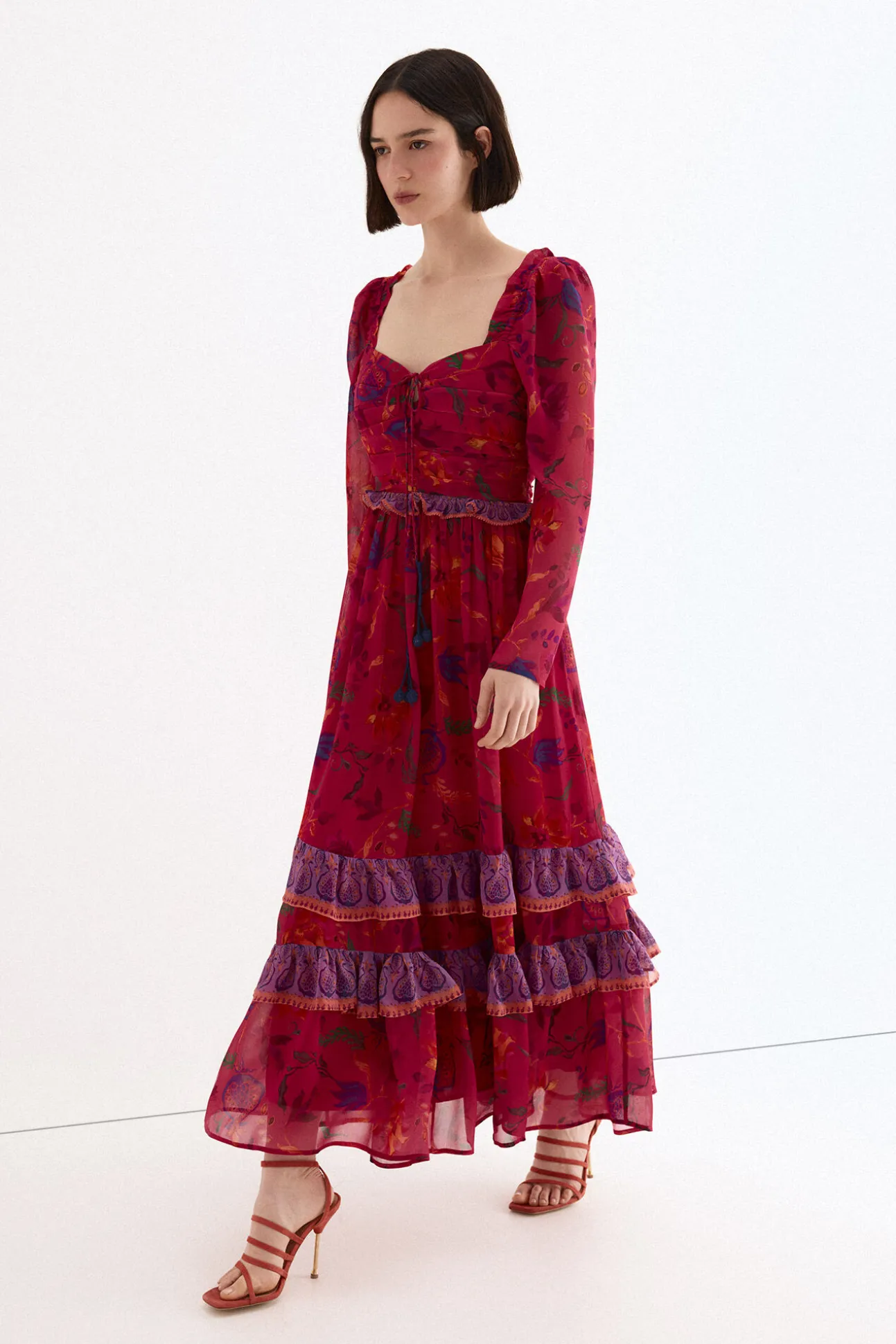 Vestido largo estampado floral