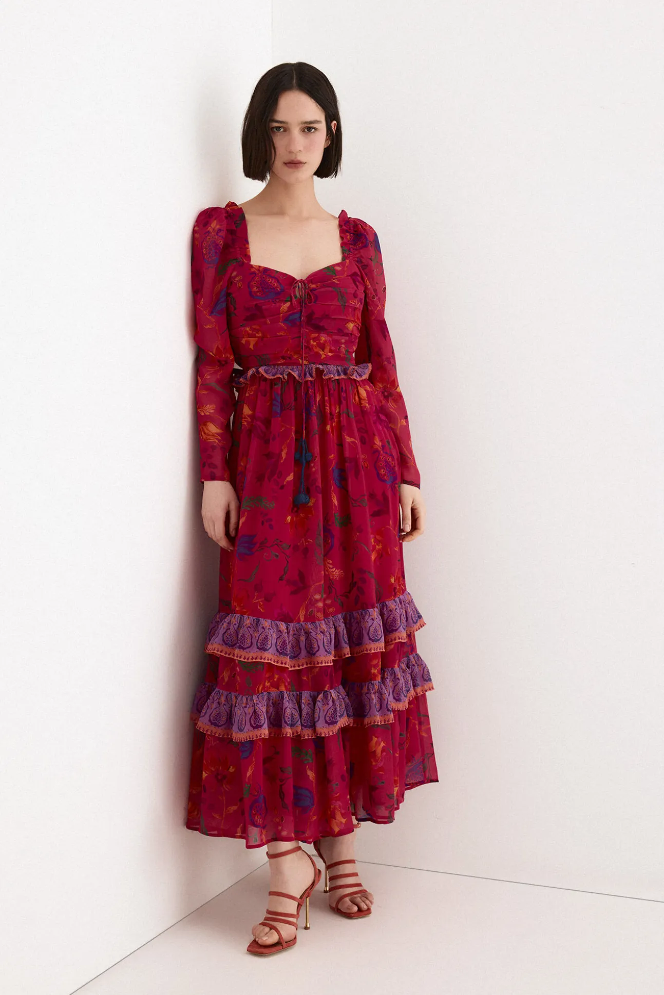 Vestido largo estampado floral