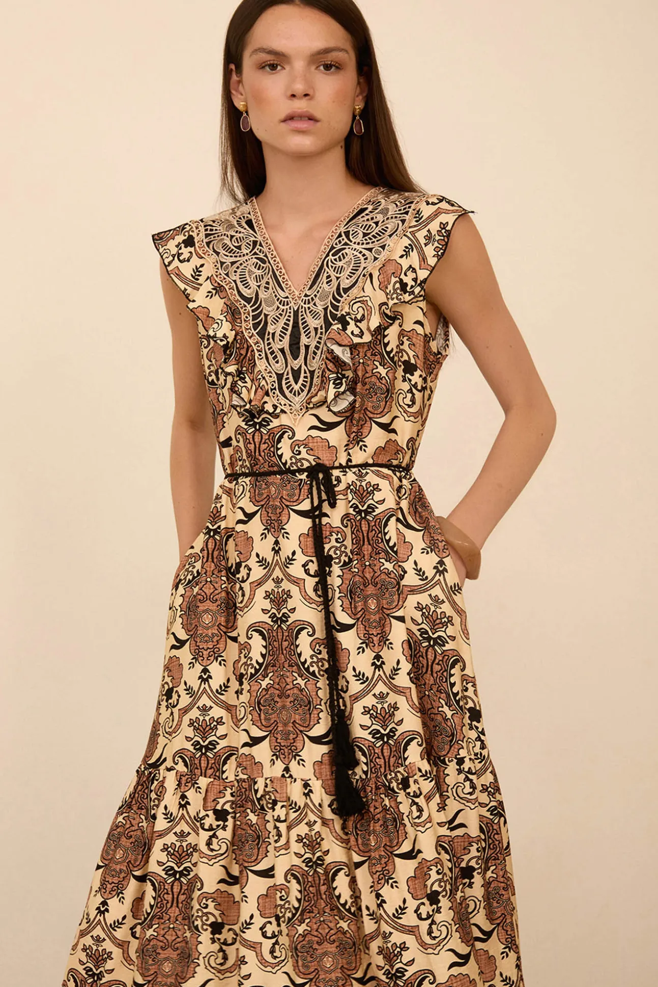 Vestido largo estampado pasley
