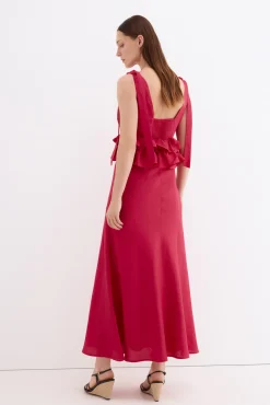Vestido largo lino detalle lazos