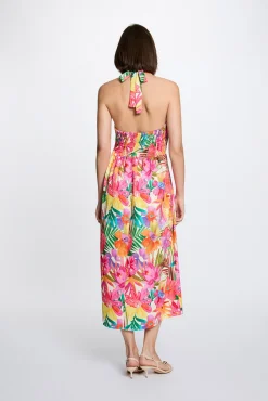 Vestido largo print flores
