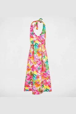 Vestido largo print flores