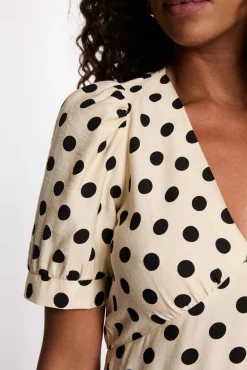 Vestido midi con mangas abullonadas
