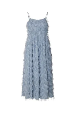 Vestido midi con tejido flecos