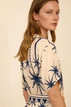 Vestido midi estampado palmeras