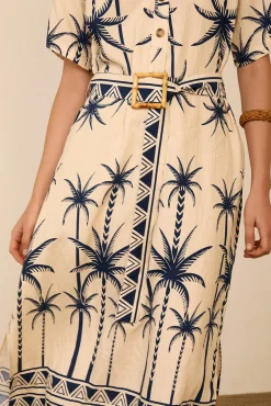 Vestido midi estampado palmeras