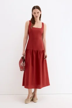Vestido midi lino