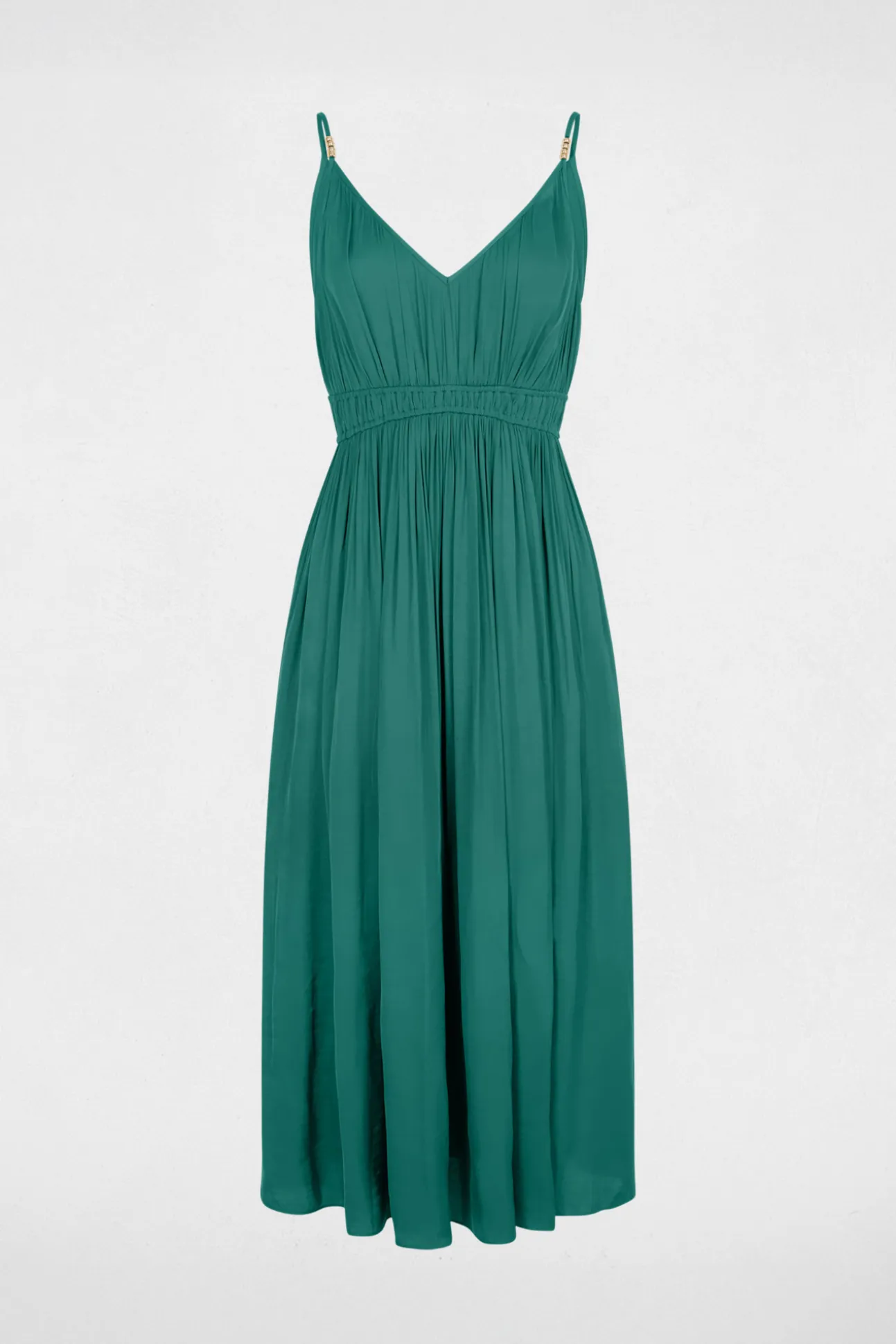 Vestido midi recto plisado