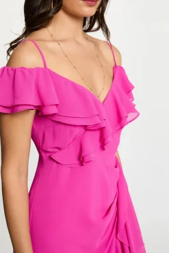 Vestido midi recto volantes