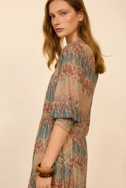 Vestido midi tul estampado
