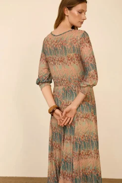 Vestido midi tul estampado