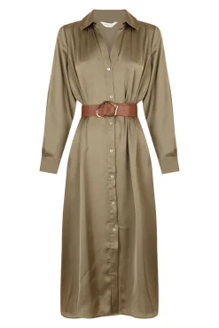 Vestido satinado camisero